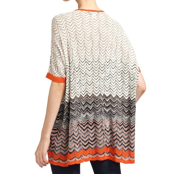 BCBG Max Azria Silk Blend Chevron Poncho Knit Sweater Top Pink S Nwt $198 - Picture 9 of 9